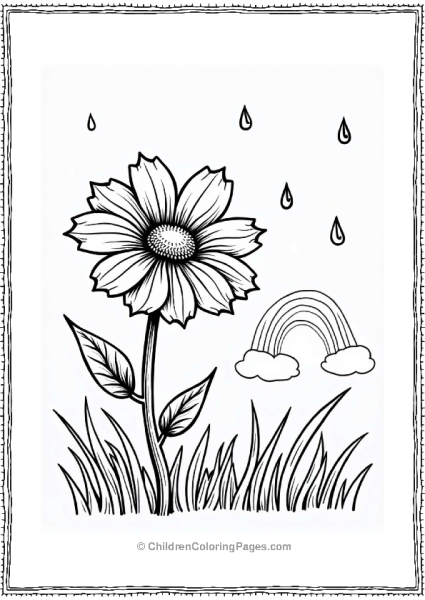 Raindrops On A Flower With A Rainbow Free PDF Printable