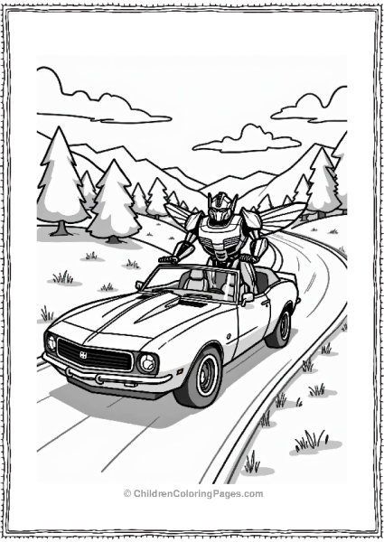 Rescue Bots Bumblebee Driving On A Scenic Road Free PDF Printable