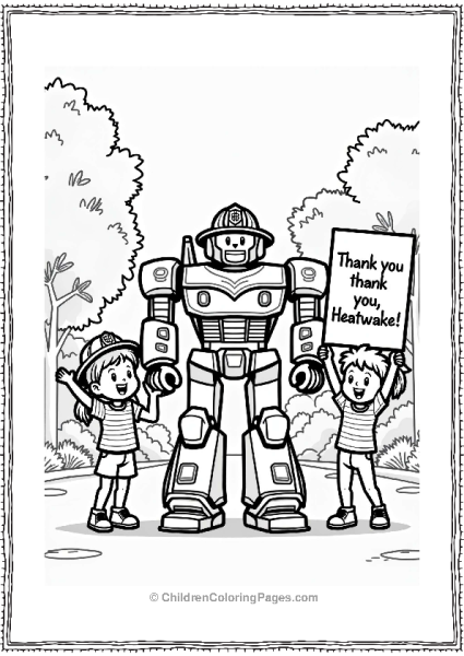 Rescue Bots Children Cheering For Heatwave Rescue Bot Free PDF Printable