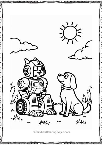 Rescue Bots Heatwave And Dog Under A Sunny Sky Free PDF Printable