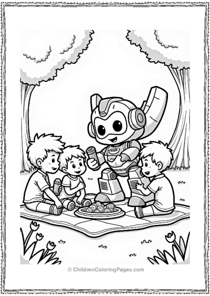 Rescue Bots Heatwave And Friends At A Picnic Free PDF Printable