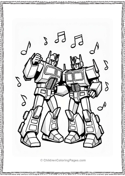Rescue Bots Optimus Prime And Jazz Dancing Free PDF Printable