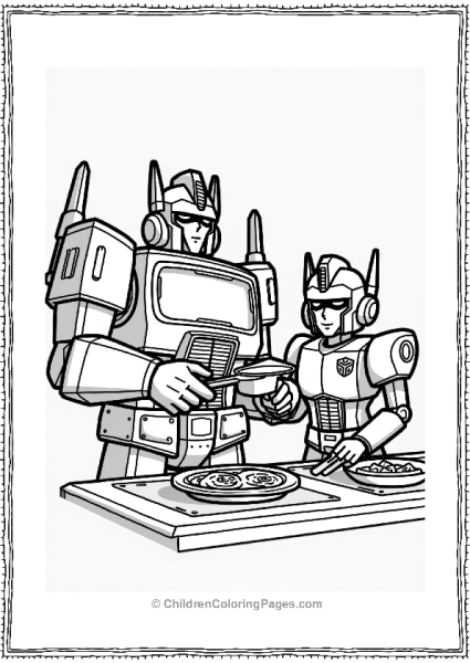 Rescue Bots Optimus Prime And Wheeljack Cooking Free PDF Printable