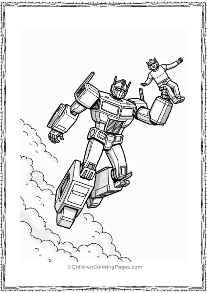 Rescue Bots Optimus Prime Flying In The Sky Free PDF Printable