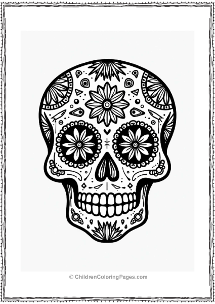 Retro Sugar Skull With Geometric Patterns Free PDF Printable