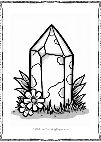 Rose Quartz Crystal On Grass Free PDF Printable