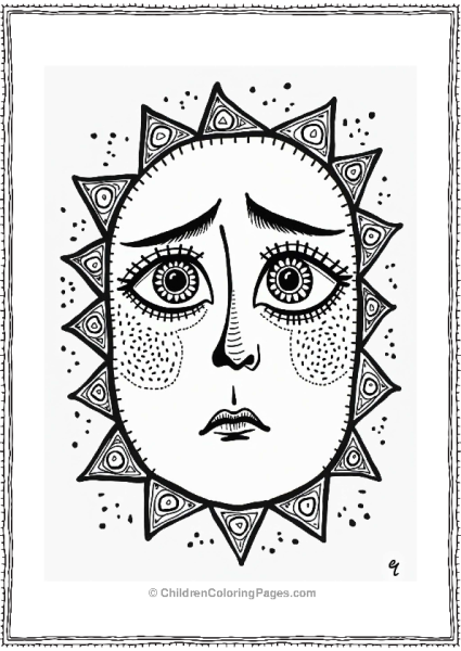 Sad Face Zentangle With Geometric Shapes Free PDF Printable