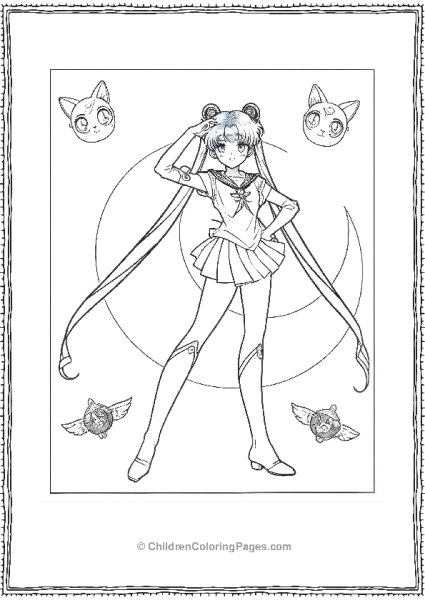 Sailor Moon And Cute Anime Cats Free PDF Printable