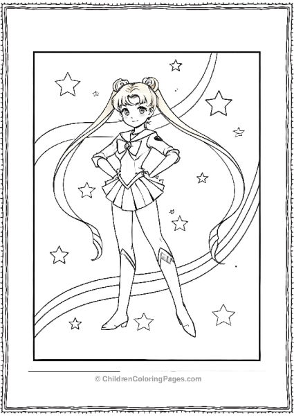 Sailor Moon Cartoon Starry Background Free PDF Printable