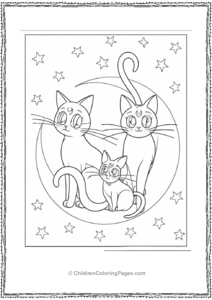 Sailor Moon Cat Family With Stars Free PDF Printable