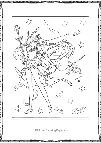 Sailor Moon Character With Crescent Moon Free PDF Printable
