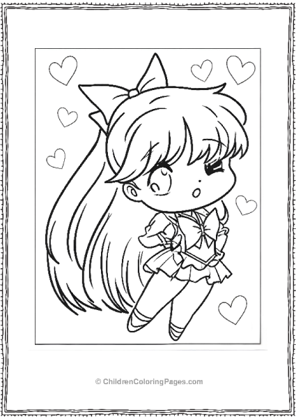 Sailor Moon Chibi Character With Hearts Free PDF Printable