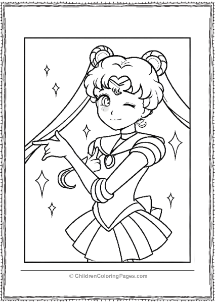 Sailor Moon Girl With Finger Pointing Free PDF Printable
