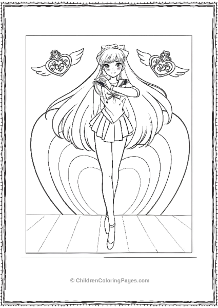 Sailor Moon Girl With Heart Shaped Wings Free PDF Printable