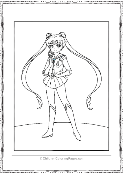 Sailor Moon In Her Costume Coloring Page Free PDF Printable