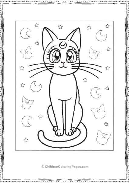 Sailor Moon S Cat Luna Coloring Page Free PDF Printable