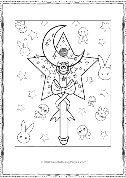 Sailor Moon’s Magical Coloring Page With Stars And Moon Free PDF Printable