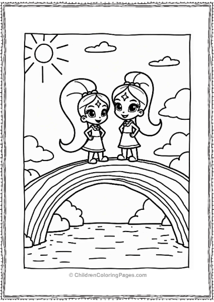 Shimmer And Shine Leah And Shine On A Rainbow Bridge Free PDF Printable