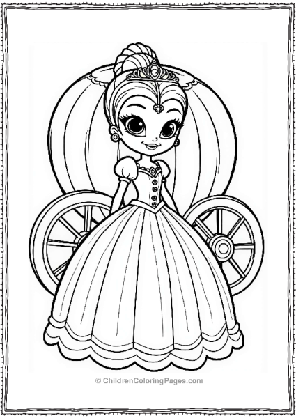 Shimmer And Shine Leah In A Princess Dress With Pumpkin Carriage Free PDF Printable