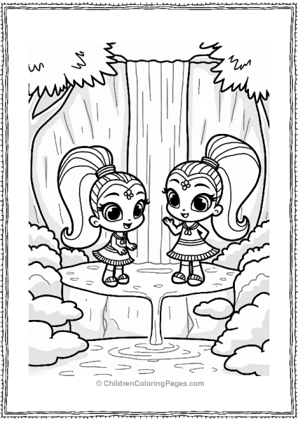 Shimmer And Shine Shimmer And Shine At A Sparkling Waterfall Free PDF Printable
