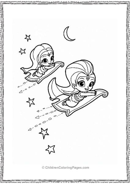 Shimmer And Shine Shimmer And Shine Flying Through The Night Sky Free PDF Printable