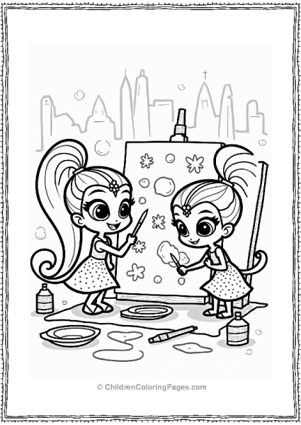 Shimmer And Shine Shimmer And Shine Painting Together Free PDF Printable