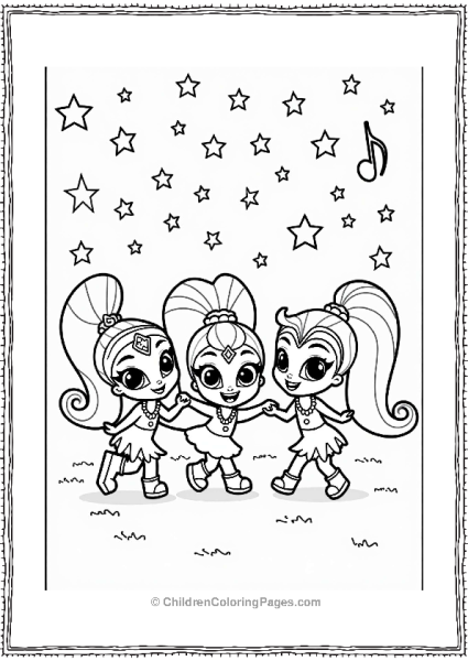 Shimmer And Shine Shimmer Shine And Leah At A Starry Dance Party Free PDF Printable