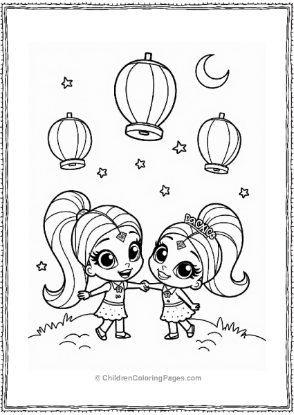 Shimmer And Shine Shimmer Shine And Leah With Floating Lanterns Free PDF Printable