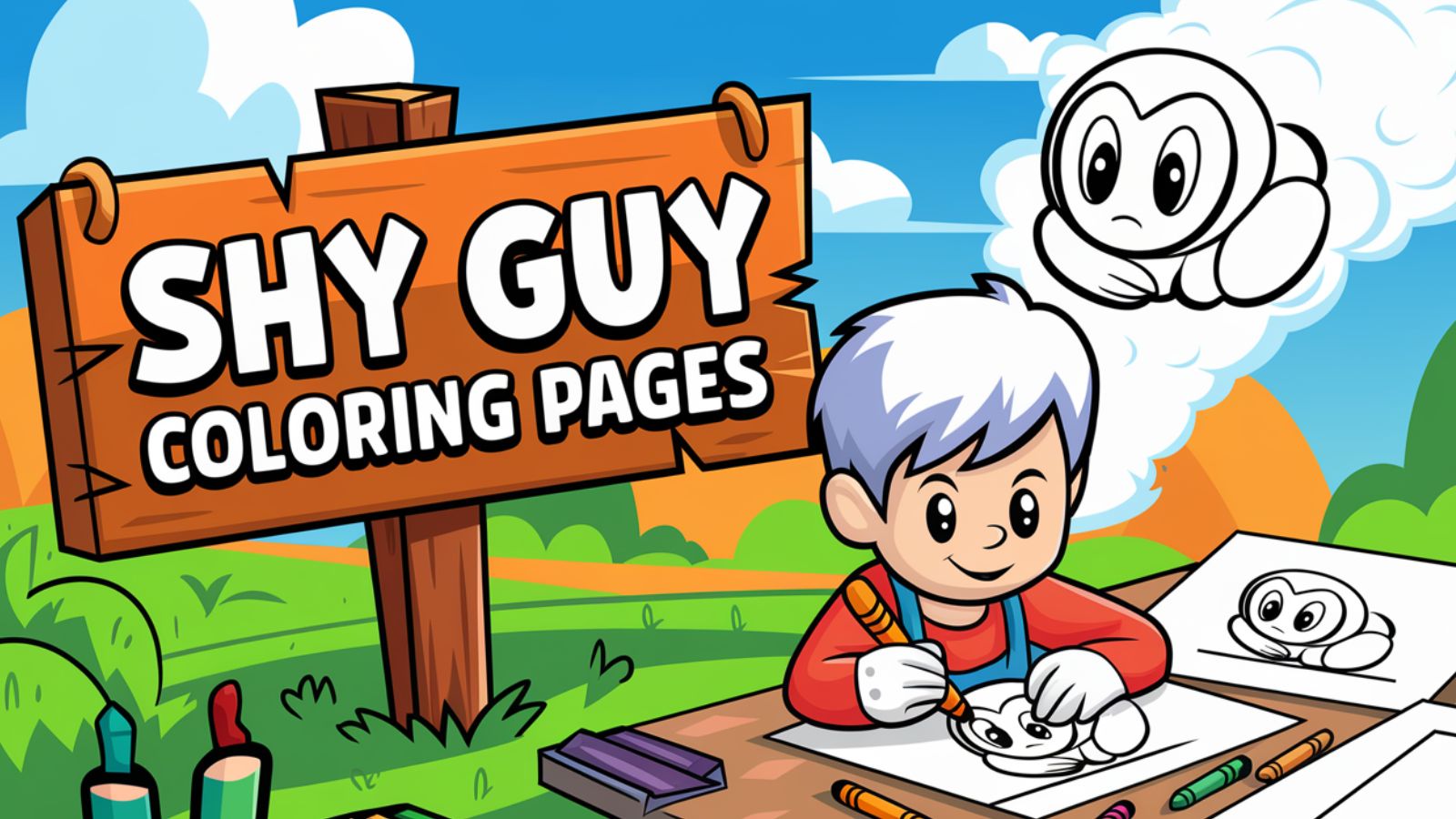 Shy Guy Coloring Pages – Free PDF Printables 🕵️👥🎭