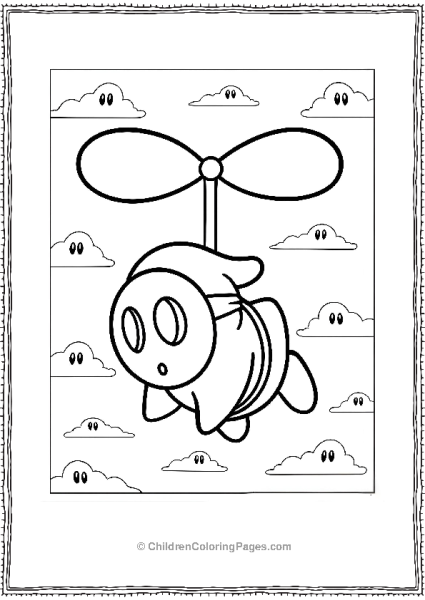 Shy Guy Flying Between The Clouds Free PDF Printable