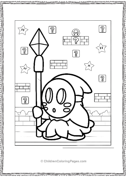 Shy Guy Holding A Spear Free PDF Printable