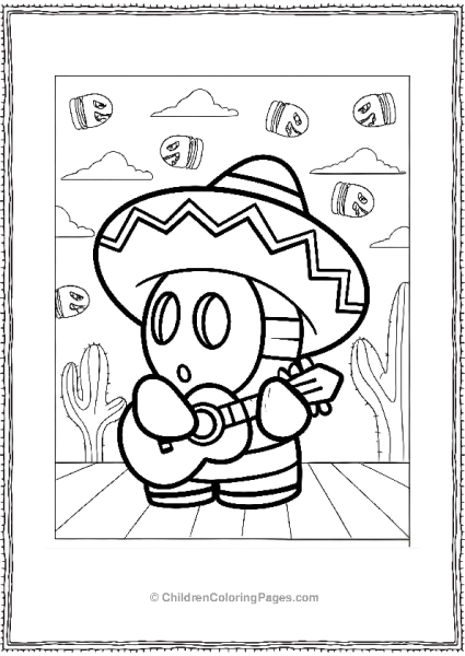 Shy Guy Plays Guitar With Bullets Free PDF Printable