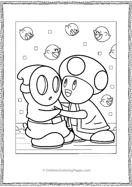 Shy Guy With Toad Hugging Each Other Free PDF Printable