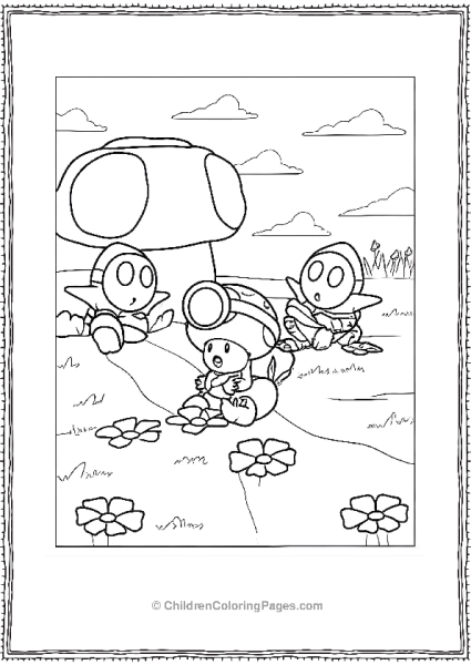 Shy Guys In A Field With Flowers Free PDF Printable