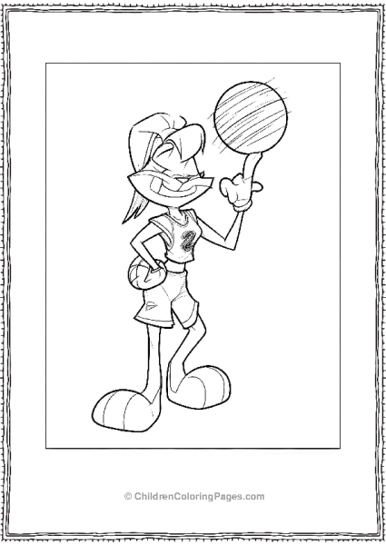 Simple Lola Bunny Twirling Basketball Free PDF Printable