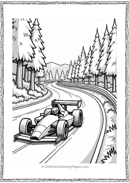 Sleek Race Car In A Forest Free PDF Printable