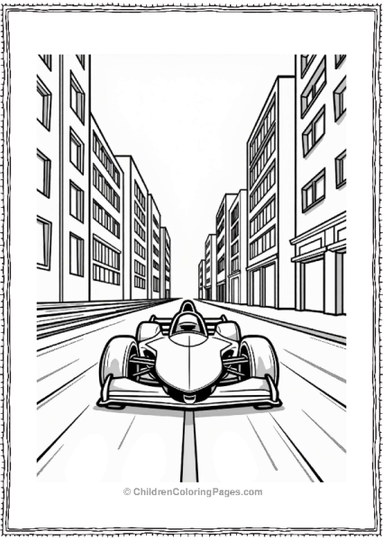 Sleek Race Car On City Street Free PDF Printable