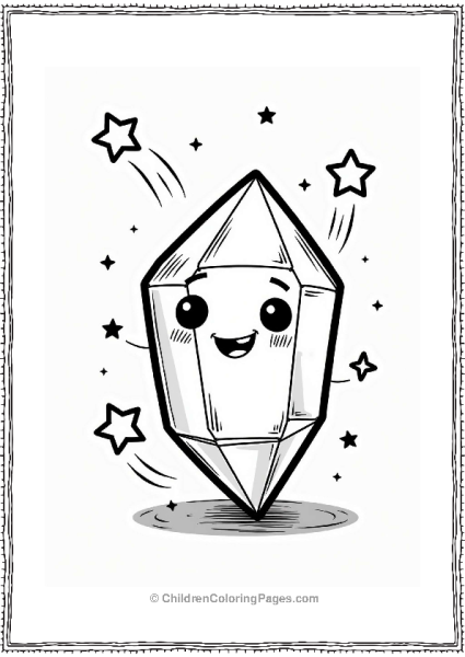 Smiling Crystal Surrounded By Shooting Stars Free PDF Printable