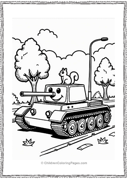 Smiling Tank In A City Park Free PDF Printable
