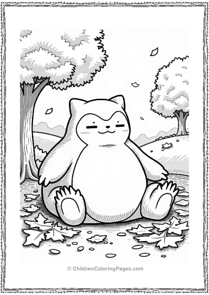 Snorlax Among Autumn Leaves Free PDF Printable
