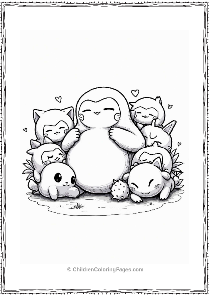 Snorlax And Friends In A Cozy Setting Free PDF Printable