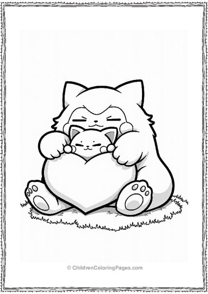 Snorlax And Jigglypuff On A Heart Pillow Free PDF Printable
