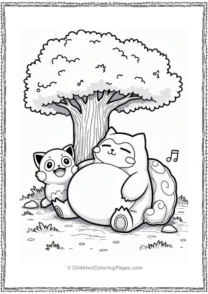 Snorlax And Jigglypuff Under A Tree Free PDF Printable