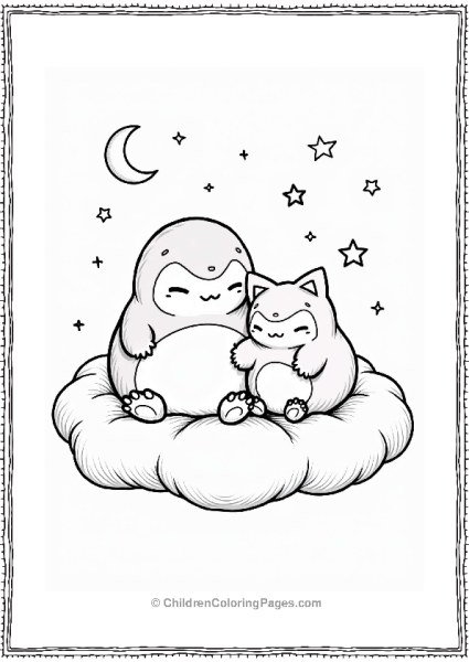 Snorlax And Togepi On A Cloud Free PDF Printable