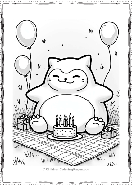 Snorlax At A Birthday Party Free PDF Printable