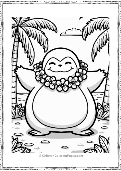 Snorlax At A Hawaiian Luau Free PDF Printable
