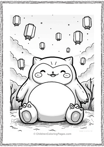 Snorlax At The Lantern Festival Free PDF Printable