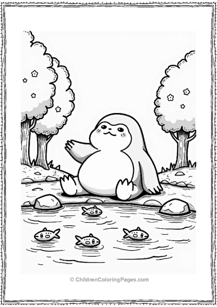 Snorlax By The Calm River Free PDF Printable