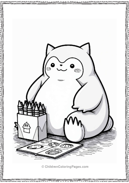 Snorlax Coloring With Crayons Free PDF Printable