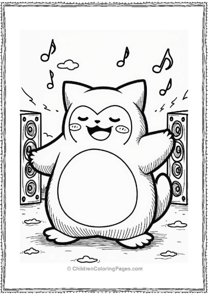 Snorlax Dancing At A Music Festival Free PDF Printable